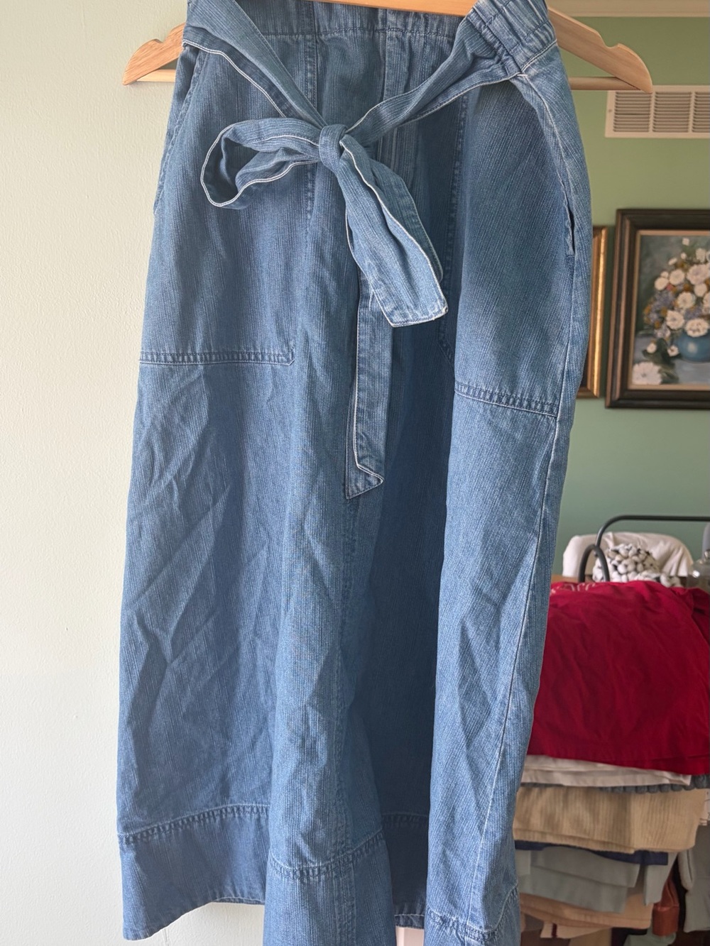 Universal Thread Midi Denim Skirt in Light Blue